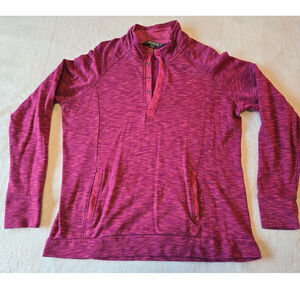 Sz XXL Avalanche Rose Red Heather Stand Collar Long Slv 1/4 Button Pullover